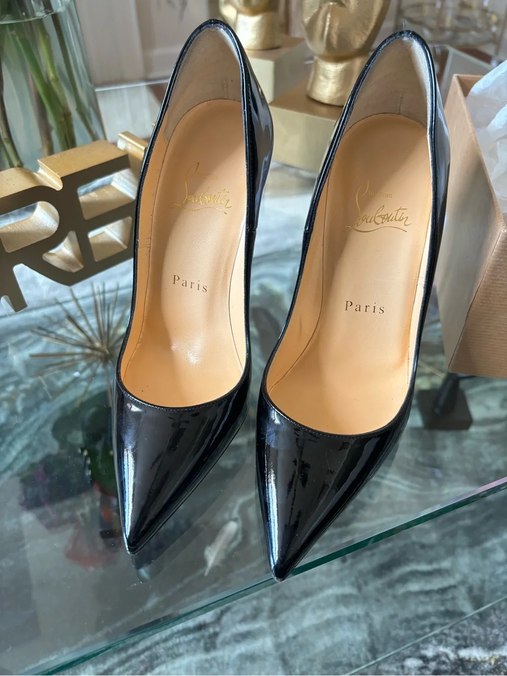 Black Patent Pointed-Toe Stiletto Pumps